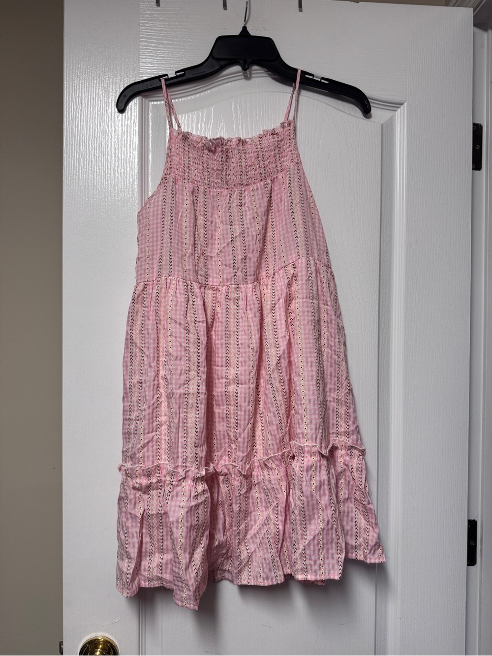 Altar'd State Pink Gingham Eyelet Dress